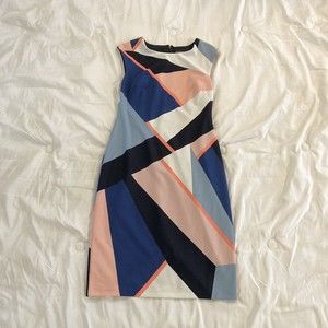 Vince Camuto Women’s Sz 10 Geometric Colorblock Modern Sheath Dress Shift Dress